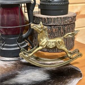 Brass Rocking Horse Figurine - Vintage Style